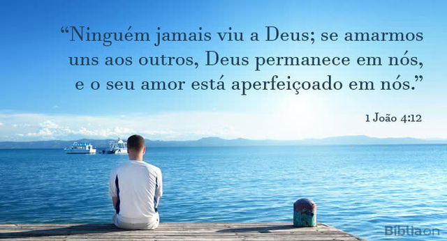 Ninguém jamais viu a Deus; se amarmos uns aos outros, Deus permanece em nós, e o seu amor está aperfeiçoado em nós. 1 João 4:12