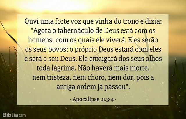 Ouvi uma forte voz que vinha do trono e dizia: