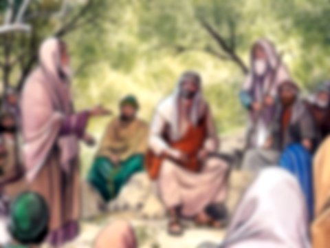 Imagem de um grupo sentado - Jesus ensina a história do bom samamritano