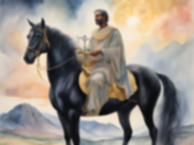 o cavaleiro do apocalipse no cavalo preto