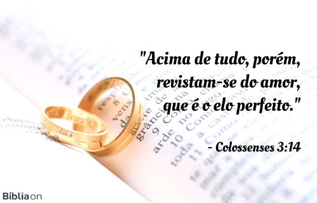 Acima de tudo, porém, revistam-se do amor, que é o elo perfeito. Colossenses 3:14