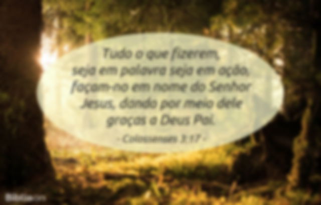 Tudo o que fizerem, seja em palavra seja em ação, façam-no em nome do Senhor Jesus, dando por meio dele graças a Deus Pai. Colossenses 3:17