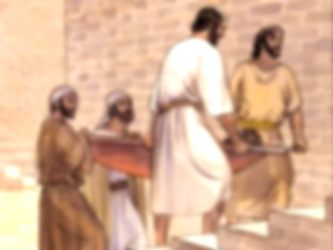 Jesus cura um paralítico - 4 amigos levam a cama de um doente para a presença de Jesus