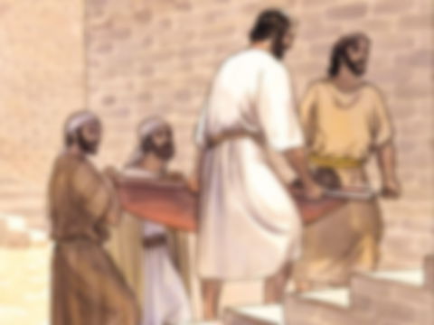 Jesus cura um paralítico - 4 amigos levam a cama de um doente para a presença de Jesus