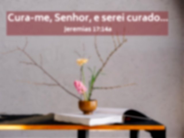 Cura-me, Senhor e serei curado... Jeremias 17:14 - Imagem de uma mesa, bíblia e um arranjo com flores e espinhos