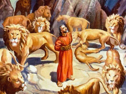 Imagem de Daniel ileso dentro da cova dos leões