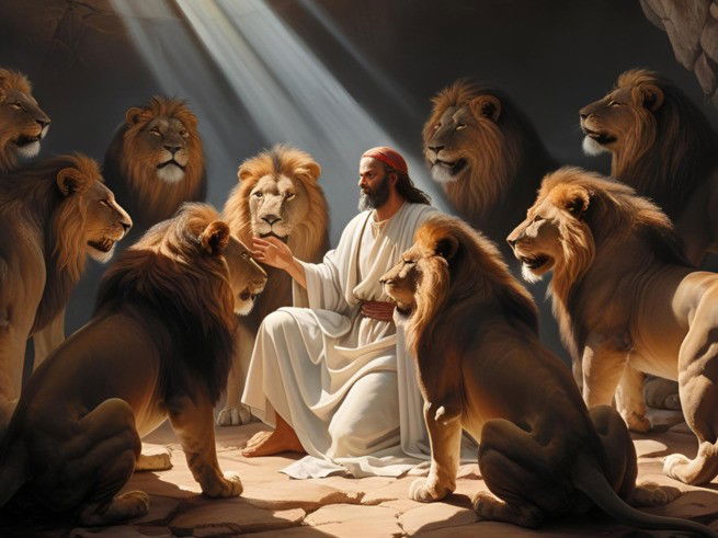 Representación de Daniel en el foso de los leones