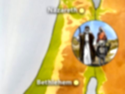 Mapa viagem de José e Maria - de Nazaré até Belém