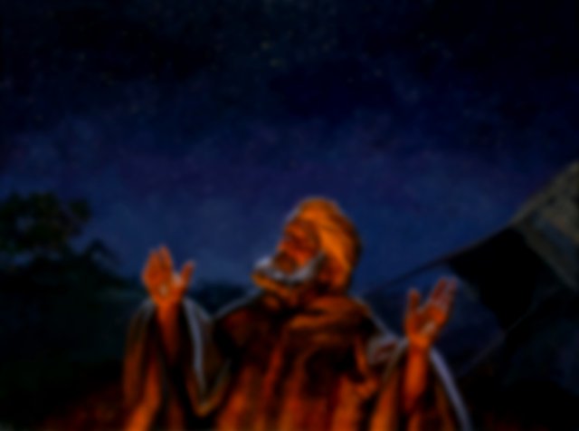 Imagem de Abraão olhando para o céu estrelado - promessa, aliança com Deus