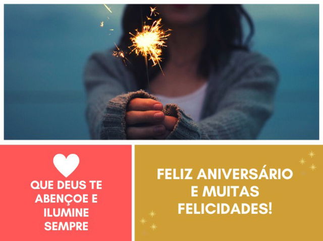 Feliz aniversário e muitas felicidades - que Deus te abençoe e te ilumine! Imagem de mulher com vela na mão estendida