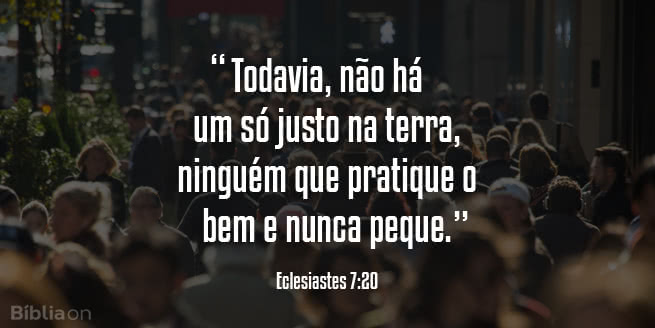 Todavia, não há um só justo na terra, ninguém que pratique o bem e nunca peque. Eclesiastes 7:20