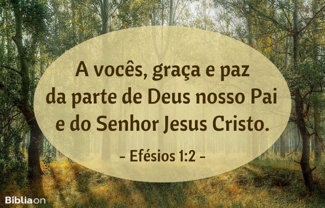 A vocês, graça e paz da parte de Deus nosso Pai e do Senhor Jesus Cristo. Efésios 1:2