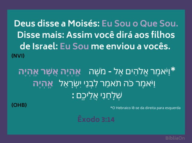 Versiculo de Exodo 3:14 em portugues e hebraico
