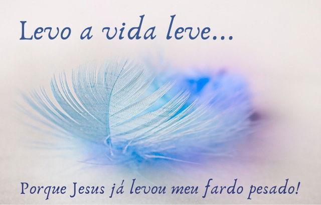 Levo a vida leve, porque Jesus levou meu fardo pesado - fundo com uma pena delicada