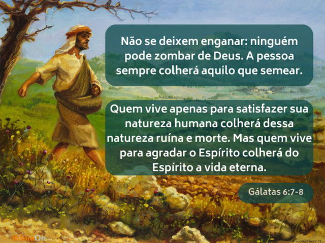Nao se deixe enganar... a pessoa colherá tudo que plantar - imagem de um semeador