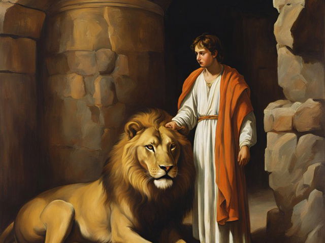 Ilustração de Daniel na cova dos leões