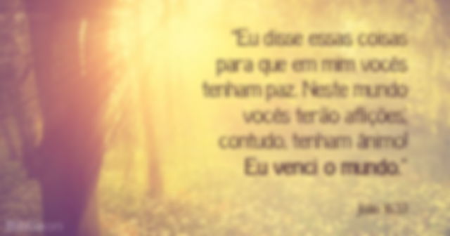 Eu disse essas coisas para que em mim vocês tenham paz. Neste mundo vocês terão aflições; contudo, tenham ânimo! Eu venci o mundo. João 16:33