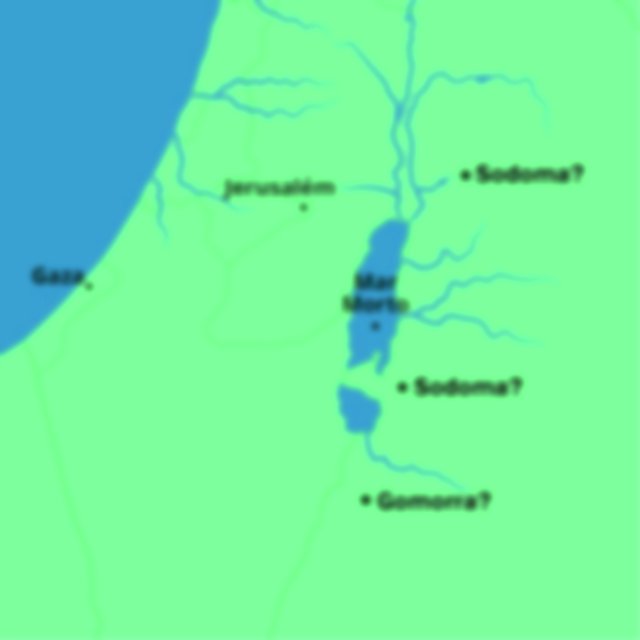 Mapa com as possíveis localizações das cidades de Sodoma e Gomorra