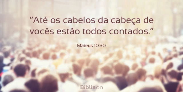 Até os cabelos da cabeça de vocês estão todos contados. Mateus 10:30