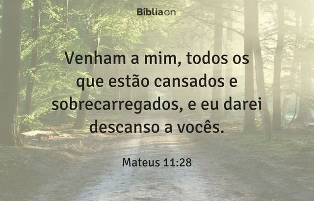 Venham a mim, todos os que estão cansados e sobrecarregados, e eu darei descanso a vocês. Mateus 11:28