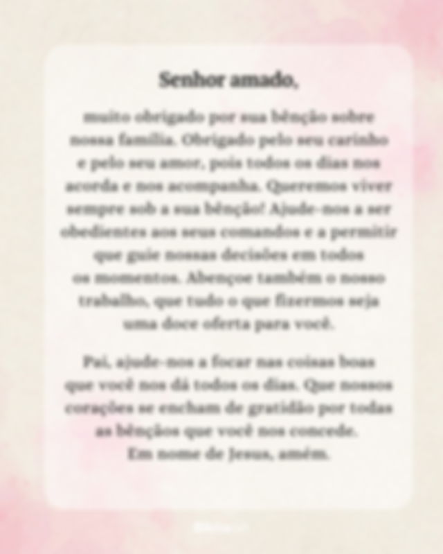 Oração pela bênção de Deus