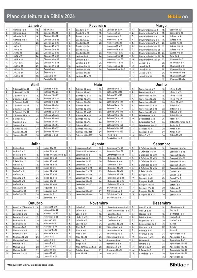 Plano de leitura da Bíblia para 2026
