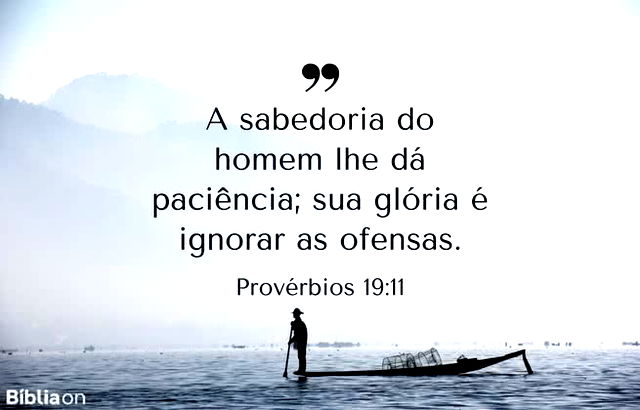 A sabedoria do homem lhe dá paciência; sua glória é ignorar as ofensas. Provérbios 19:11