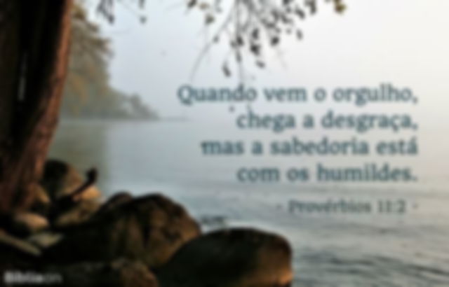 Quando vem o orgulho, chega a desgraça, mas a sabedoria está com os humildes. Provérbios 11:2