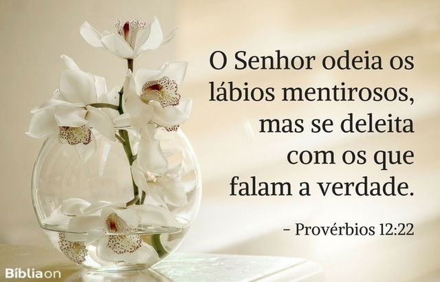 O Senhor odeia os lábios mentirosos, mas se deleita com os que falam a verdade. Provérbios 12:22