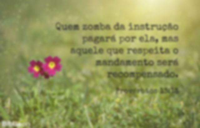 Quem zomba da instrução pagará por ela, mas aquele que respeita o mandamento será recompensado. Provérbios 13:13