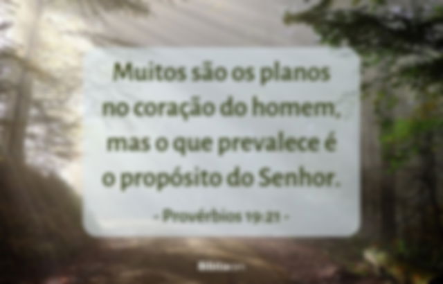 Muitos são os planos no coração do homem, mas o que prevalece é o propósito do Senhor. Provérbios 19:21