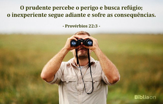 'O prudente percebe o perigo e busca refúgio; o inexperiente segue adiante e sofre as consequências'. Provérbios 22:3