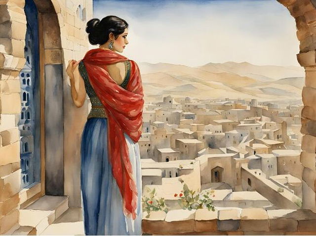 Representação de Raabe com lenço vermelho - Imagem gerada com IA