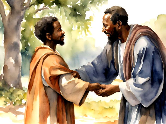 Image Generated from AI - Representation of the Encounter Between the Father and the Prodigal Son