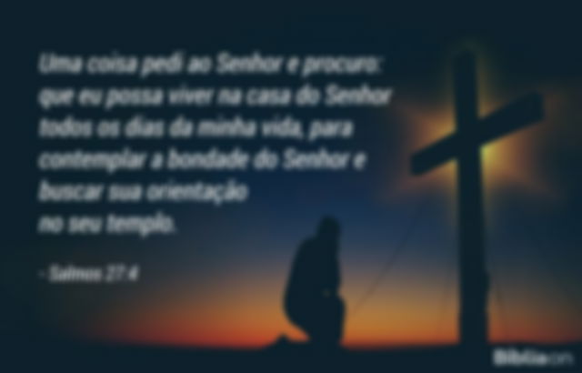 Uma coisa pedi ao Senhor e procuro: que eu possa viver na casa do Senhor todos os dias da minha vida, para contemplar a bondade do Senhor e buscar sua orientação no seu templo. Salmos 27:4