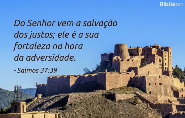 Do Senhor vem a salvação dos justos; ele é a sua fortaleza na hora da adversidade. Salmos 37:39