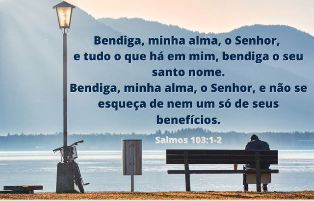 Imagem de homem sentado banco à beira lago - Salmo 103:1-2