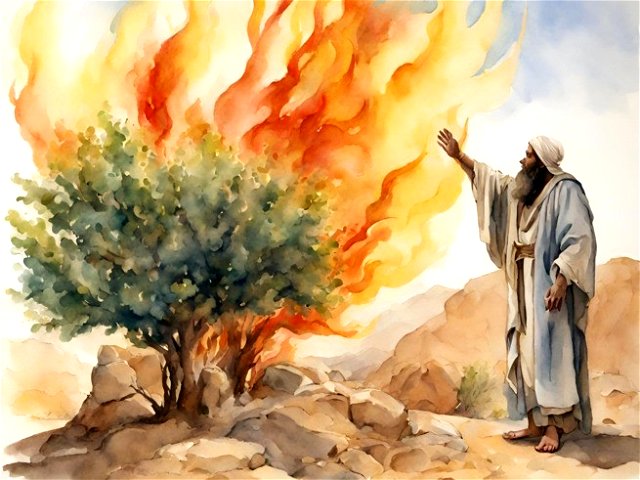 Moisés e a sarça ardente.