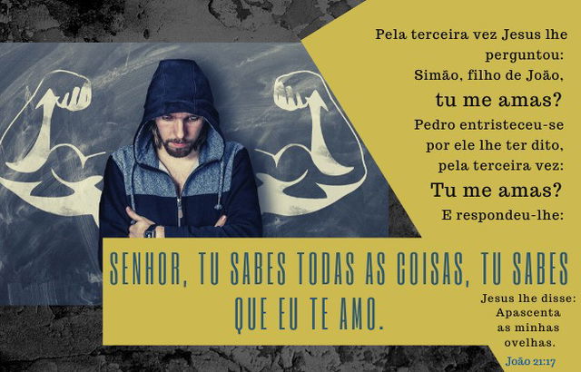 Versículo João 21:17 - Senhor tu sabes de todas as coisas, sabes que eu te amo