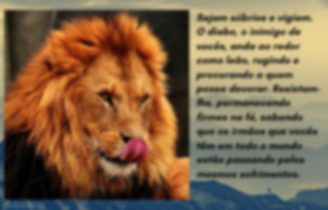 Imagem leão - Versículo 1 Pedro 5:8-9 - Sede sóbrios e vigilantes...